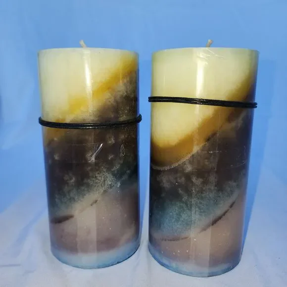 3x6 Scented Pillar Candles Cream & Brown - Picture 3 of 4